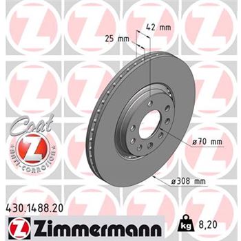 discos de freno coche - Disco de freno eje delantero (Gama COAT Z) ZIMMERMANN 430148820