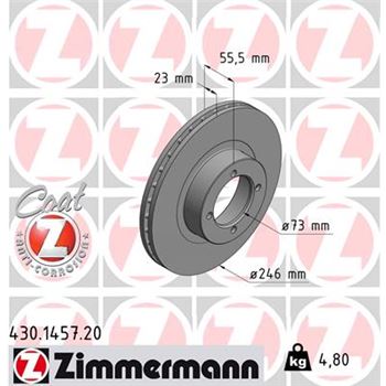 discos de freno coche - Disco de freno eje delantero (Gama COAT Z) ZIMMERMANN 430145720
