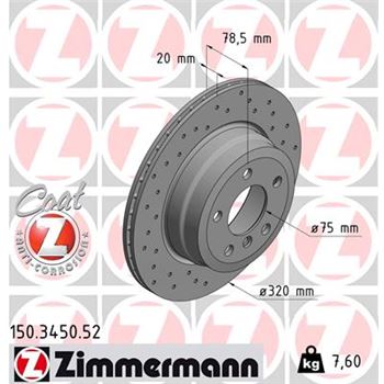 discos de freno coche - Disco de freno eje trasero (Gama SPORT COAT Z) ZIMMERMANN 150345052