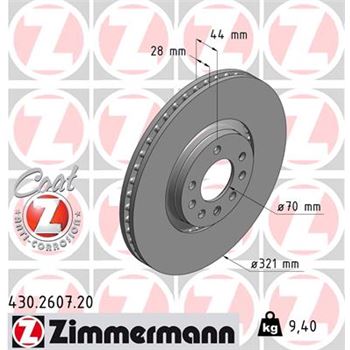 discos de freno coche - Disco de freno eje delantero (Gama COAT Z) ZIMMERMANN 430260720
