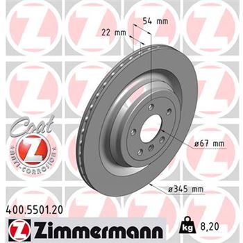 discos de freno coche - Disco de freno eje trasero (Gama COAT Z) ZIMMERMANN 400550120