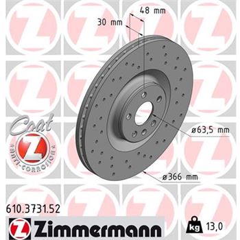 discos de freno coche - Disco de freno eje delantero (Gama SPORT COAT Z) ZIMMERMANN 610373152