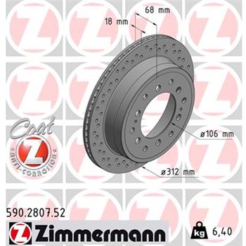discos de freno coche - Disco de freno eje trasero (Gama SPORT COAT Z) ZIMMERMANN 590280752