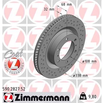 discos de freno coche - Disco de freno eje delantero (Gama SPORT COAT Z) ZIMMERMANN 590282752