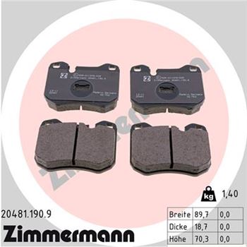 pastillas de freno coche - Juego de pastillas de freno ZIMMERMANN 204811909