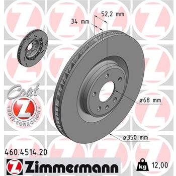 discos de freno coche - Disco de freno eje delantero, izquierda (Gama COAT Z) ZIMMERMANN 460451420