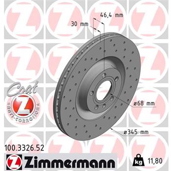 discos de freno coche - Disco de freno eje delantero (Gama SPORT COAT Z) ZIMMERMANN 100332652
