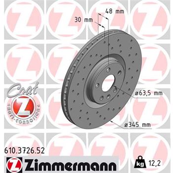 discos de freno coche - Disco de freno eje delantero (Gama SPORT COAT Z) ZIMMERMANN 610372652