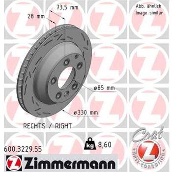 discos de freno coche - Disco de freno eje trasero, derecha (Gama BLACK Z) ZIMMERMANN 600322955