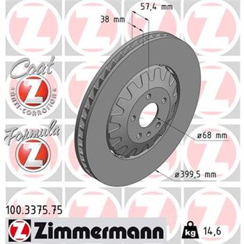discos de freno coche - Disco de freno eje delantero (Gama FORMULA Z) ZIMMERMANN 100337575