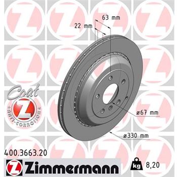 discos de freno coche - Disco de freno eje trasero (Gama COAT Z) ZIMMERMANN 400366320