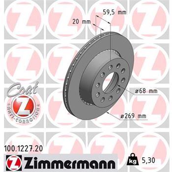 discos de freno coche - Disco de freno eje trasero (Gama COAT Z) ZIMMERMANN 100122720
