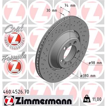 discos de freno coche - Disco de freno eje trasero (Gama FORMULA Z) ZIMMERMANN 460452670