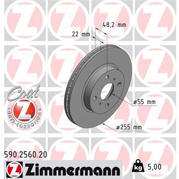 discos de freno coche - Disco de freno eje delantero (Gama COAT Z) ZIMMERMANN 590256020