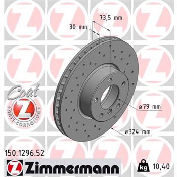 discos de freno coche - Disco de freno eje delantero (Gama SPORT COAT Z) ZIMMERMANN 150129652