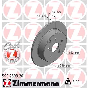 discos de freno coche - Disco de freno eje trasero (Gama COAT Z) ZIMMERMANN 590259320