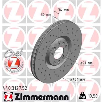 discos de freno coche - Disco de freno eje delantero (Gama SPORT COAT Z) ZIMMERMANN 440312752