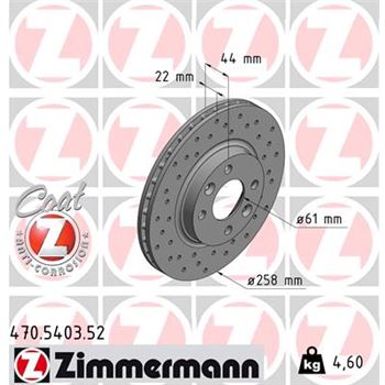discos de freno coche - Disco de freno eje delantero (Gama SPORT COAT Z) ZIMMERMANN 470540352