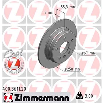 discos de freno coche - Disco de freno eje trasero (Gama COAT Z) ZIMMERMANN 400361120