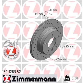discos de freno coche - Disco de freno eje trasero (Gama SPORT COAT Z) ZIMMERMANN 150128352