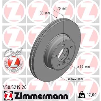 discos de freno coche - Disco de freno eje delantero (Gama COAT Z) ZIMMERMANN 450521920