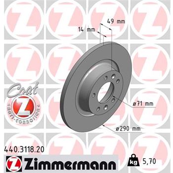 discos de freno coche - Disco de freno eje trasero (Gama COAT Z) ZIMMERMANN 440311820