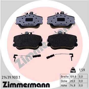 pastillas de freno coche - Juego de pastillas de freno ZIMMERMANN 214399001