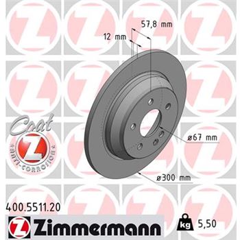 discos de freno coche - Disco de freno eje trasero (Gama COAT Z) ZIMMERMANN 400551120