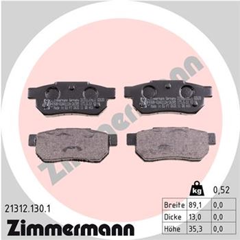 pastillas de freno coche - Juego de pastillas de freno ZIMMERMANN 213121301