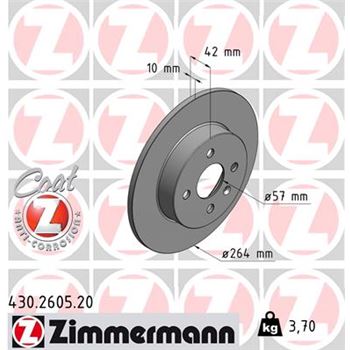 discos de freno coche - Disco de freno eje trasero (Gama COAT Z) ZIMMERMANN 430260520