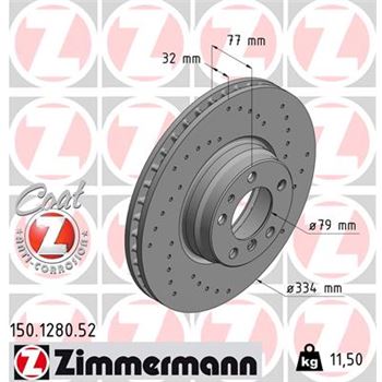 discos de freno coche - Disco de freno eje delantero (Gama SPORT COAT Z) ZIMMERMANN 150128052
