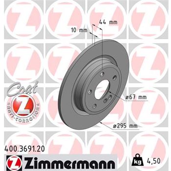 discos de freno coche - Disco de freno eje trasero (Gama COAT Z) ZIMMERMANN 400369120