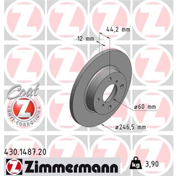 discos de freno coche - Disco de freno eje delantero (Gama COAT Z) ZIMMERMANN 430148720