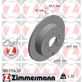 discos de freno coche - Disco de freno eje trasero (Gama COAT Z) ZIMMERMANN 380211420