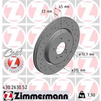 discos de freno coche - Disco de freno eje trasero (Gama SPORT COAT Z) ZIMMERMANN 430263052