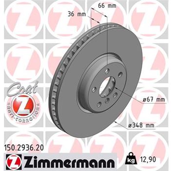 discos de freno coche - Disco de freno eje delantero, izquierda (Gama COAT Z) ZIMMERMANN 150293620
