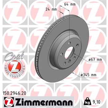 discos de freno coche - Disco de freno eje trasero (Gama COAT Z) ZIMMERMANN 150294620