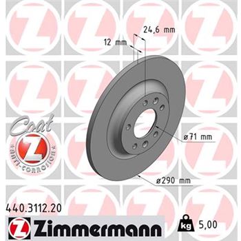 discos de freno coche - Disco de freno eje trasero (Gama COAT Z) ZIMMERMANN 440311220