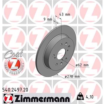 discos de freno coche - Disco de freno eje trasero (Gama COAT Z) ZIMMERMANN 540249720