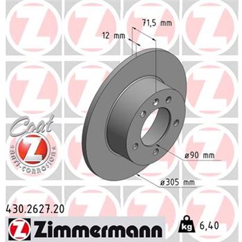 discos de freno coche - Disco de freno eje trasero (Gama COAT Z) ZIMMERMANN 430262720
