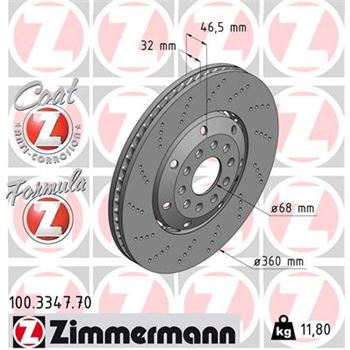 discos de freno coche - Disco de freno eje delantero, izquierda (Gama FORMULA Z) ZIMMERMANN 100334770