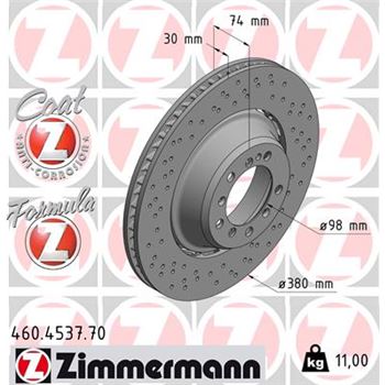 discos de freno coche - Disco de freno eje trasero (Gama FORMULA Z) ZIMMERMANN 460453770