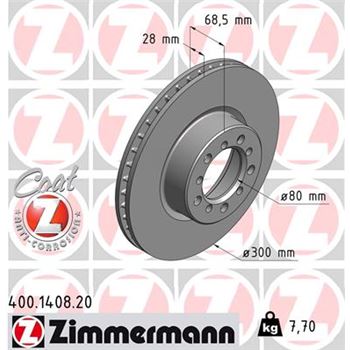 discos de freno coche - Disco de freno eje delantero (Gama COAT Z) ZIMMERMANN 400140820