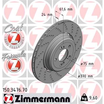 discos de freno coche - Disco de freno eje trasero, derecha (Gama FORMULA Z) ZIMMERMANN 150347670