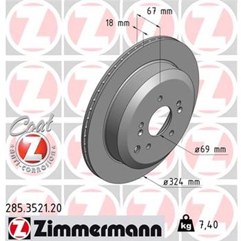 discos de freno coche - Disco de freno eje trasero (Gama COAT Z) ZIMMERMANN 285352120