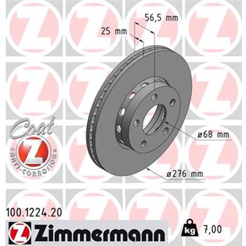 discos de freno coche - Disco de freno eje delantero (Gama COAT Z) ZIMMERMANN 100122420