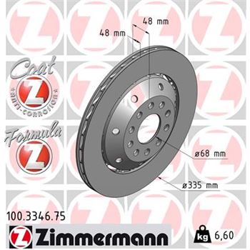 discos de freno coche - Disco de freno eje trasero, derecha (Gama FORMULA Z) ZIMMERMANN 100334675