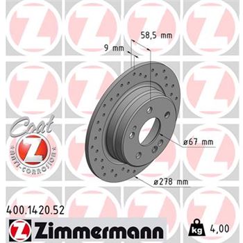 discos de freno coche - Disco de freno eje trasero (Gama SPORT COAT Z) ZIMMERMANN 400142052