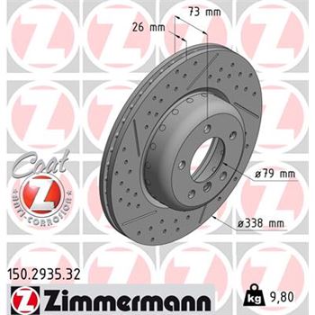 discos de freno coche - Disco de freno eje delantero (Gama FORMULA F COAT Z) ZIMMERMANN 150293532