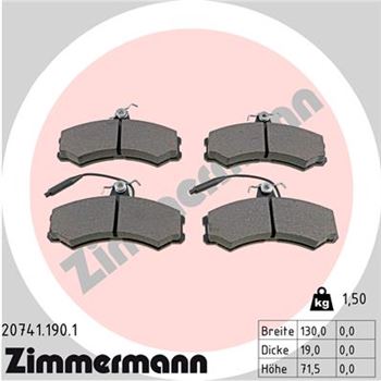 pastillas de freno coche - Juego de pastillas de freno ZIMMERMANN 207411901